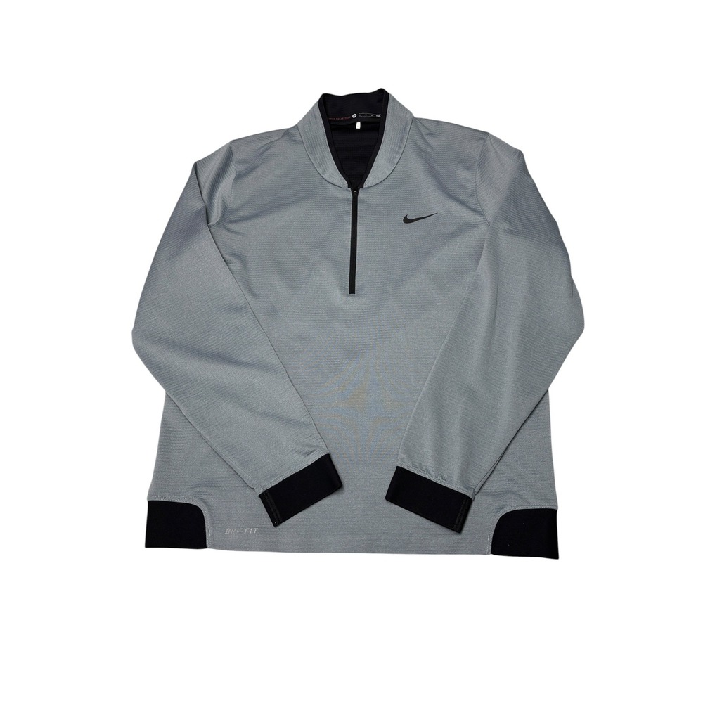 Tiger Woods TW Pullover Sweater Grey‎ Band Collor 1/4 Zip Jacket 639817-088